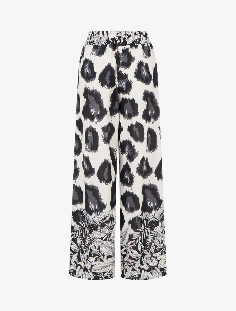 Luchtige broek met fantasieleopardprint - Zwart - Image 2