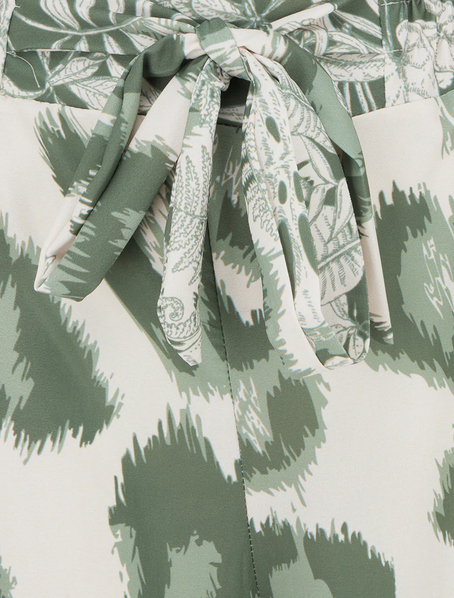Luchtige broek met fantasieleopardprint - Kaki - Image 3