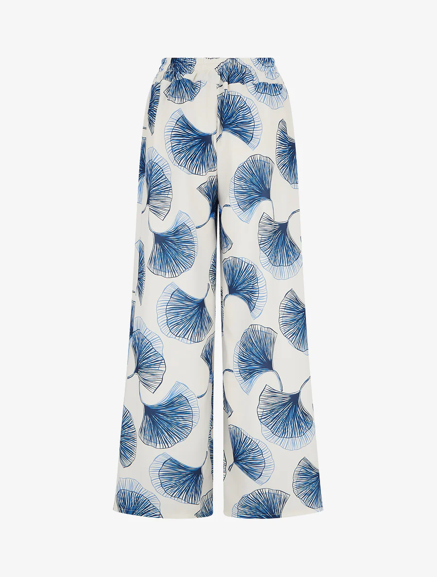 Luchtige broek met ginko-print - Marine - Image 2