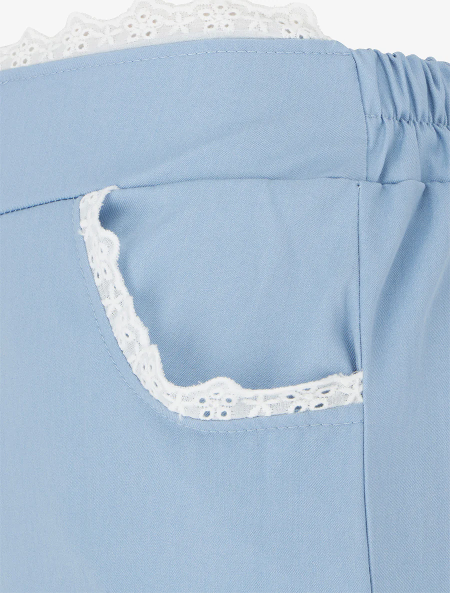 Luchtige broek met kant - Lichtblauw - Image 3