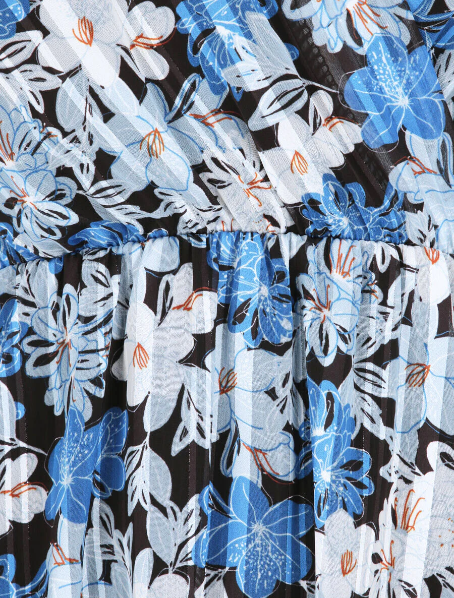 Lys geprinte A-lijn jurk - Blauw - Image 3