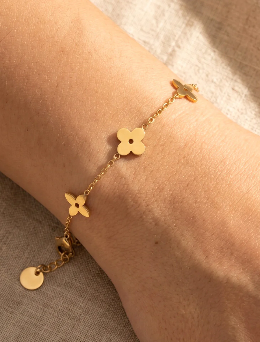 Madeliefjesmotief armband - Goud