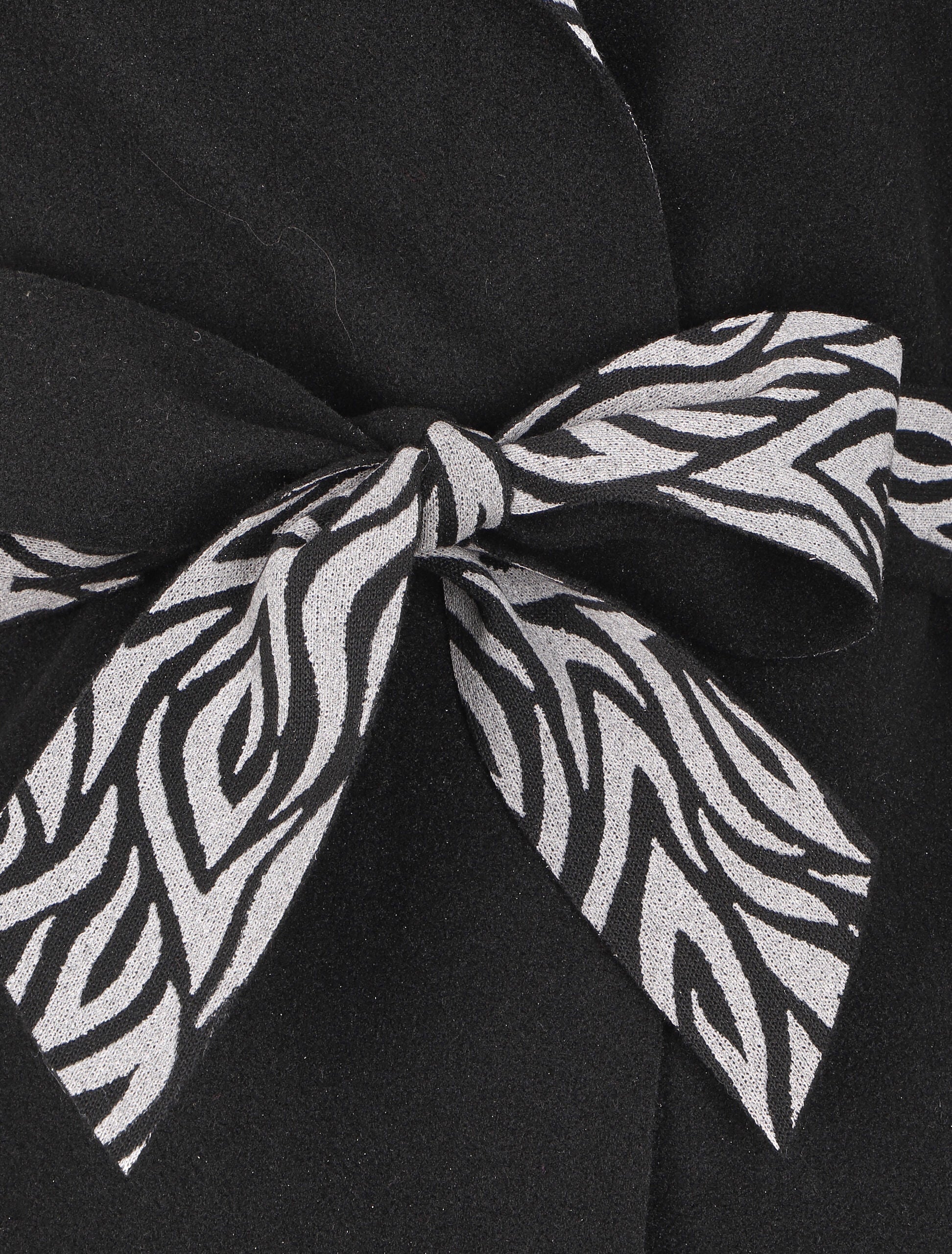 Jas met brede kraag met zebraprint - Zwart - Image 3