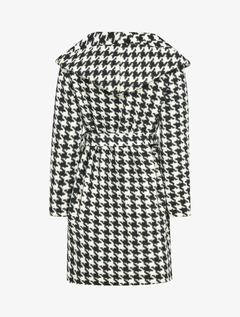 Jas met capuchon met pied-de-poule print - Zwart/wit - Image 2