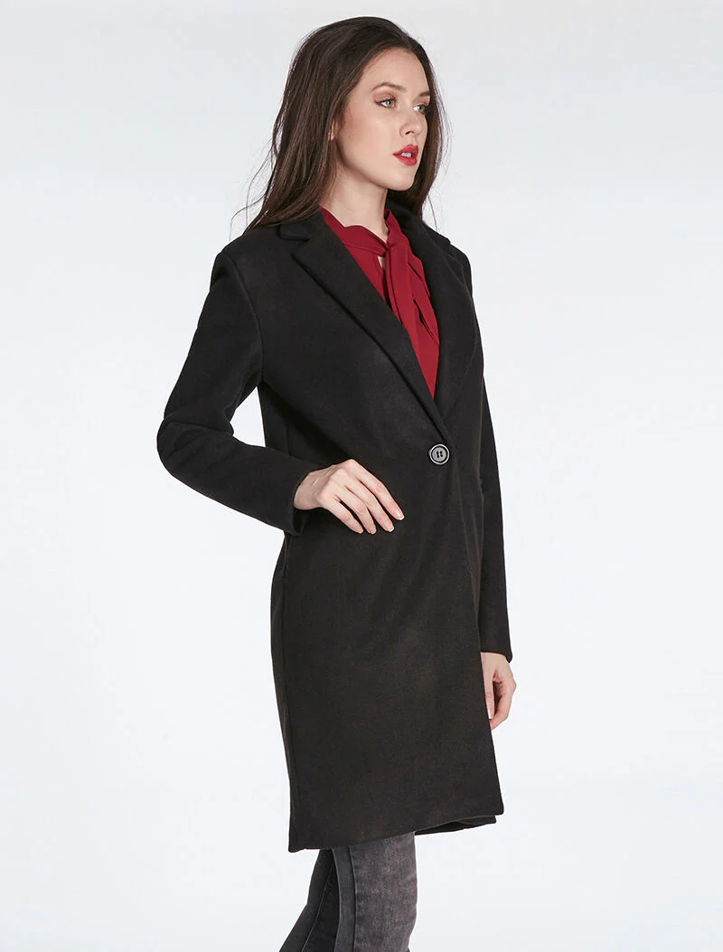 Jas met één knoopsluiting - zwart - Image 3
