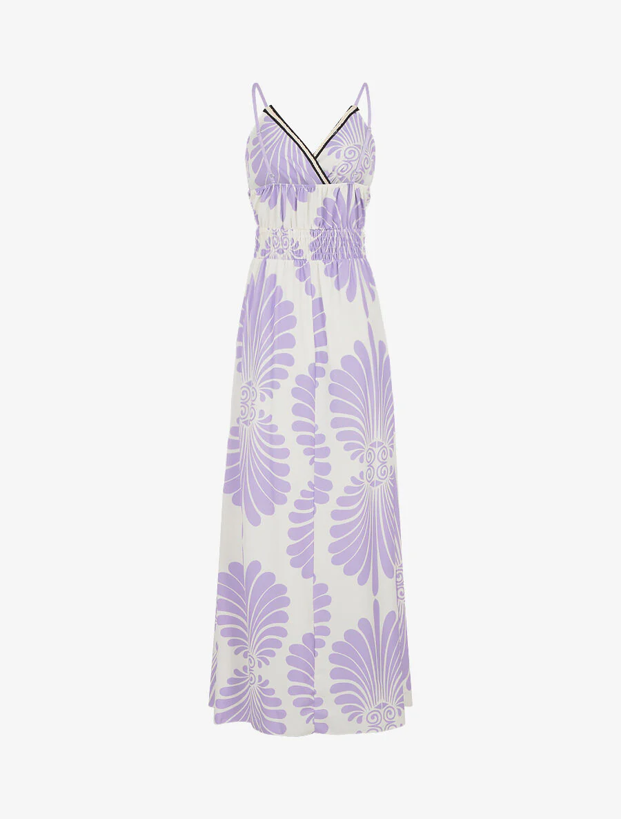 Maxi-jurk met elastische taille en fantasieprint - Lila - Image 2