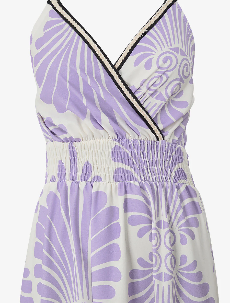 Maxi-jurk met elastische taille en fantasieprint - Lila - Image 3