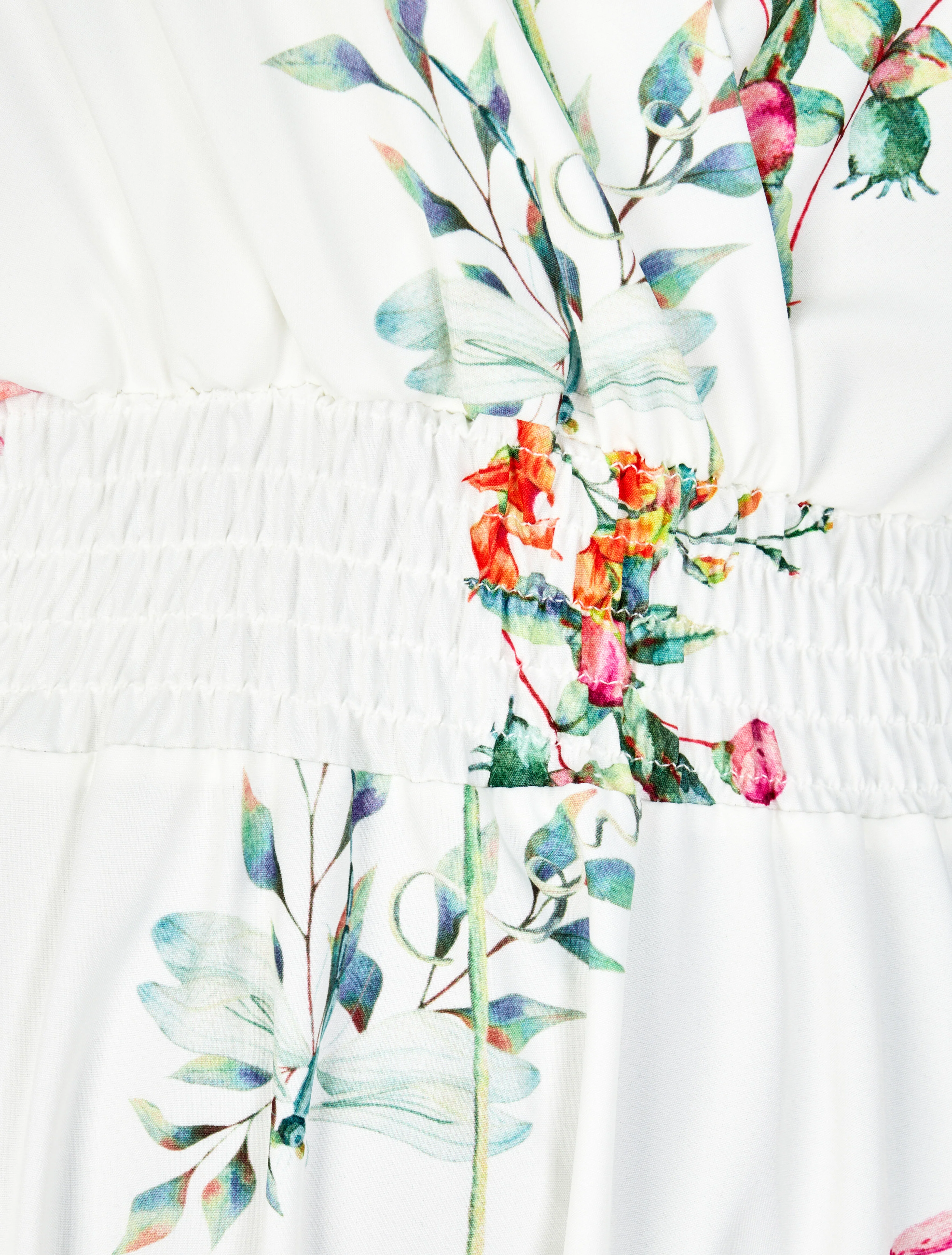 Maxi-jurk met lentebloemenprint en vlindermouwen - wit - Image 3