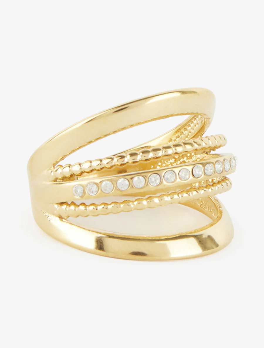 Meerlagige ring met strass-steentjes - Goud - Image 2