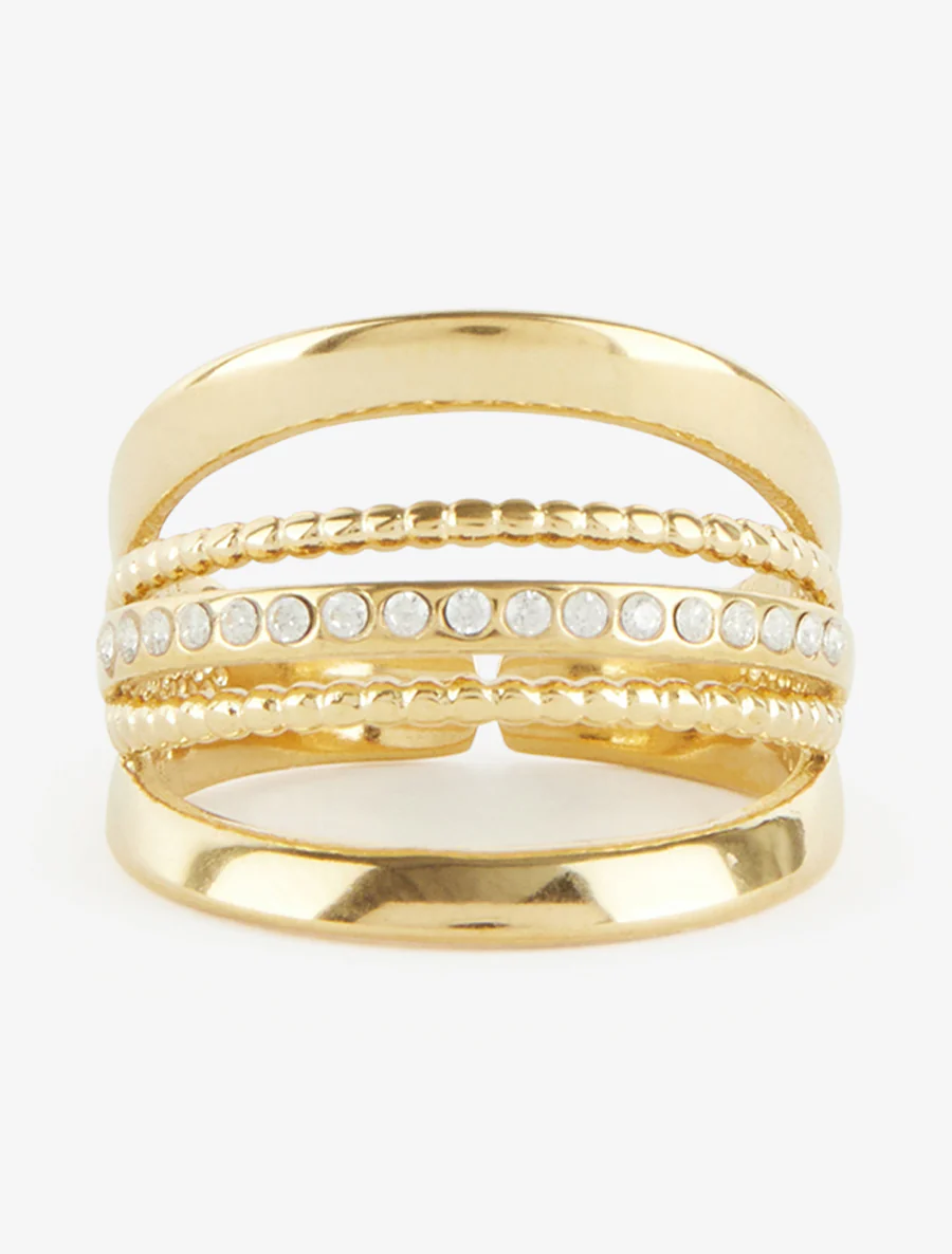 Meerlagige ring met strass-steentjes - Goud - Image 3