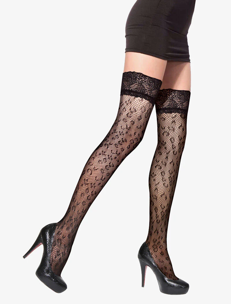 Netpanty met luipaardprint - zwart
