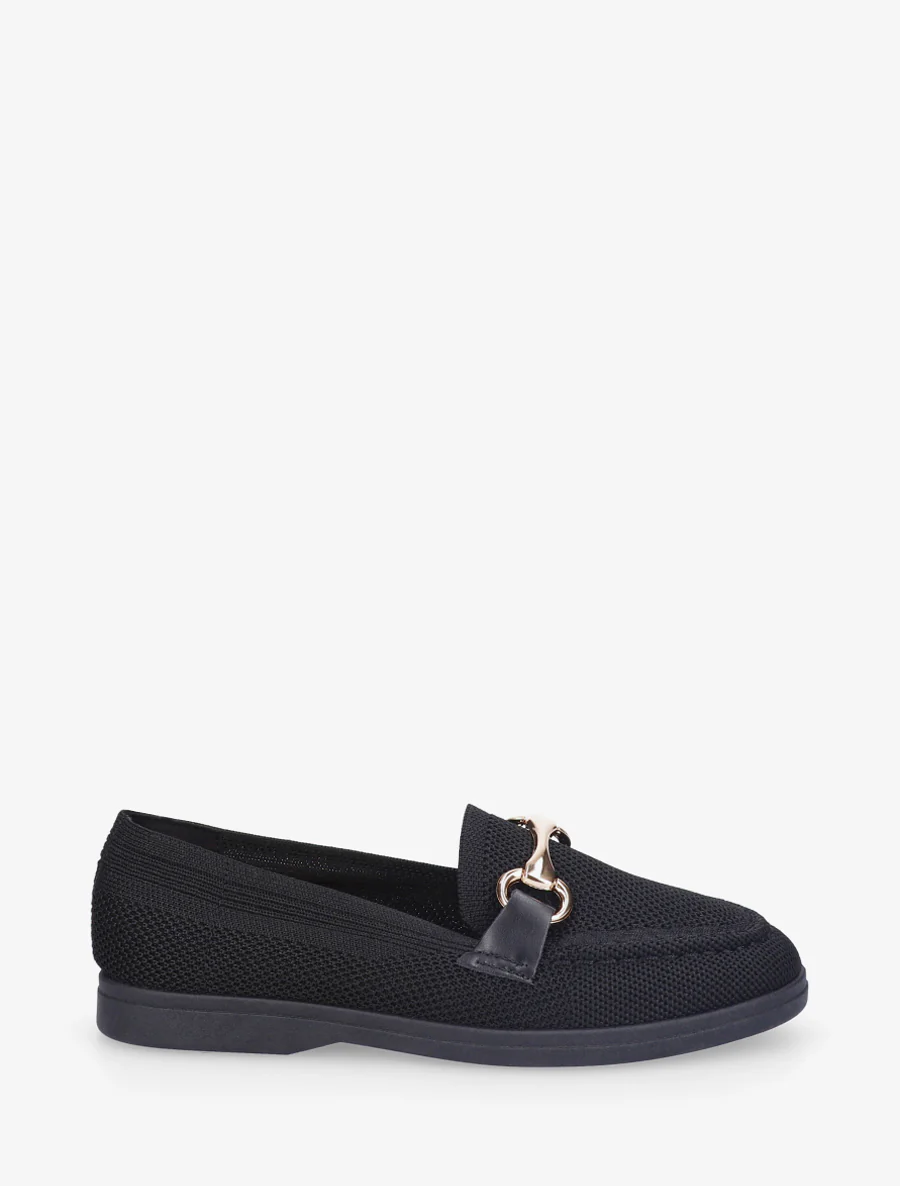 Mesh loafers met decoratieve gesp - Zwart