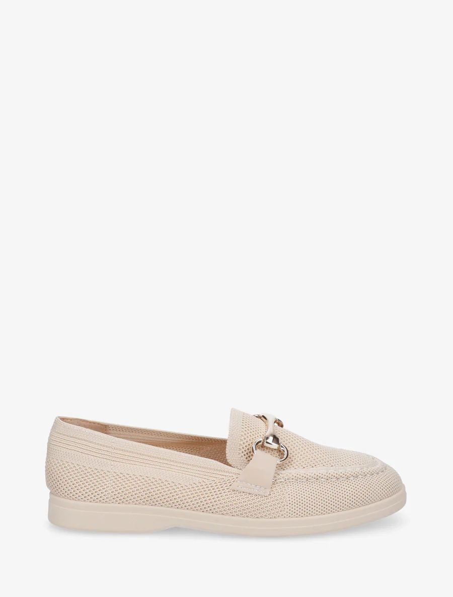 Mesh loafers met decoratieve gesp - Beige