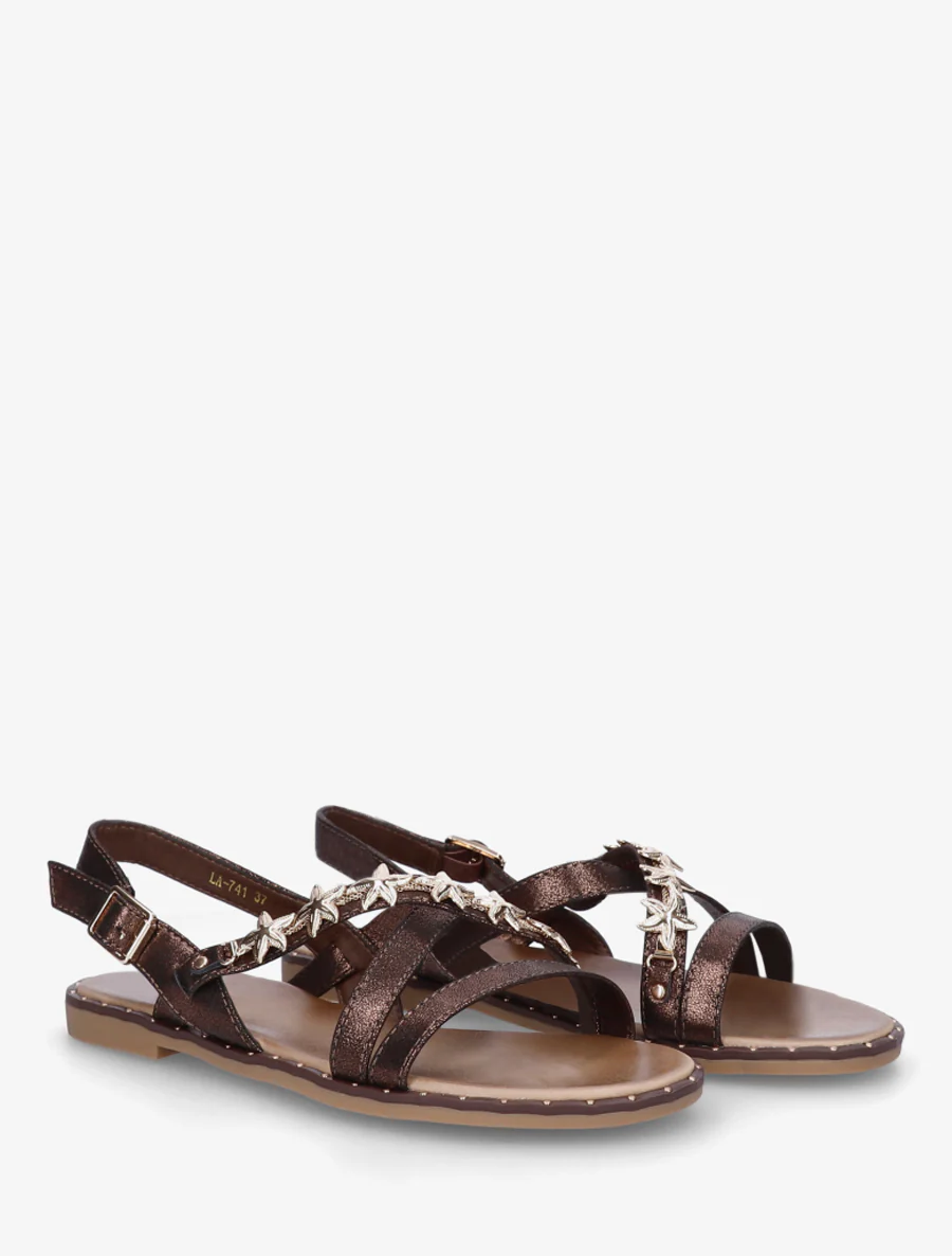 Met juwelen versierde sandalen met zeesterstuds - Bruin - Image 4