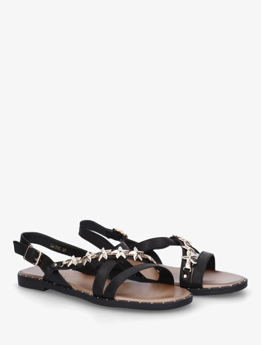 Met juwelen versierde sandalen met zeesterstuds - Zwart - Image 4