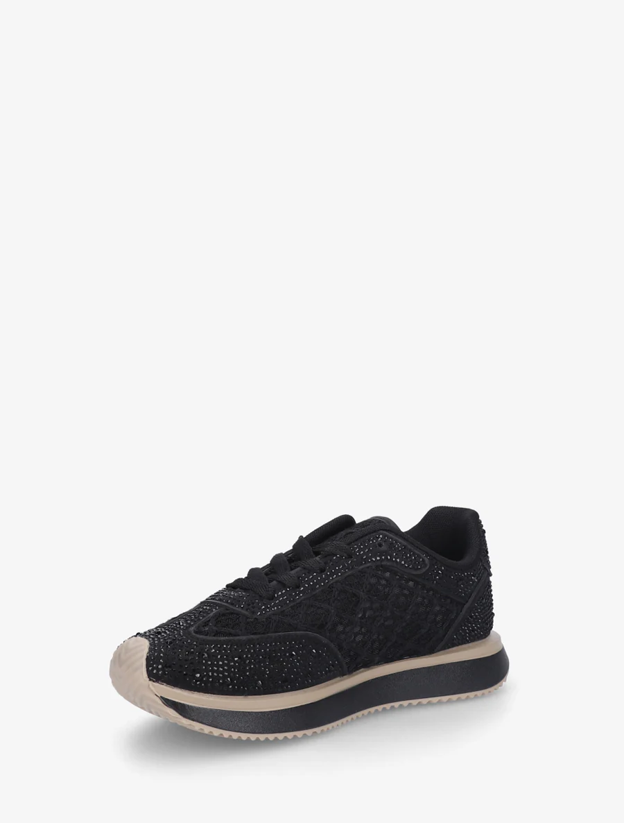 Met strass geborduurde sneakers - Zwart - Image 3