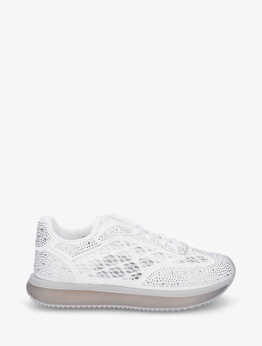 Met strass geborduurde sneakers - Wit