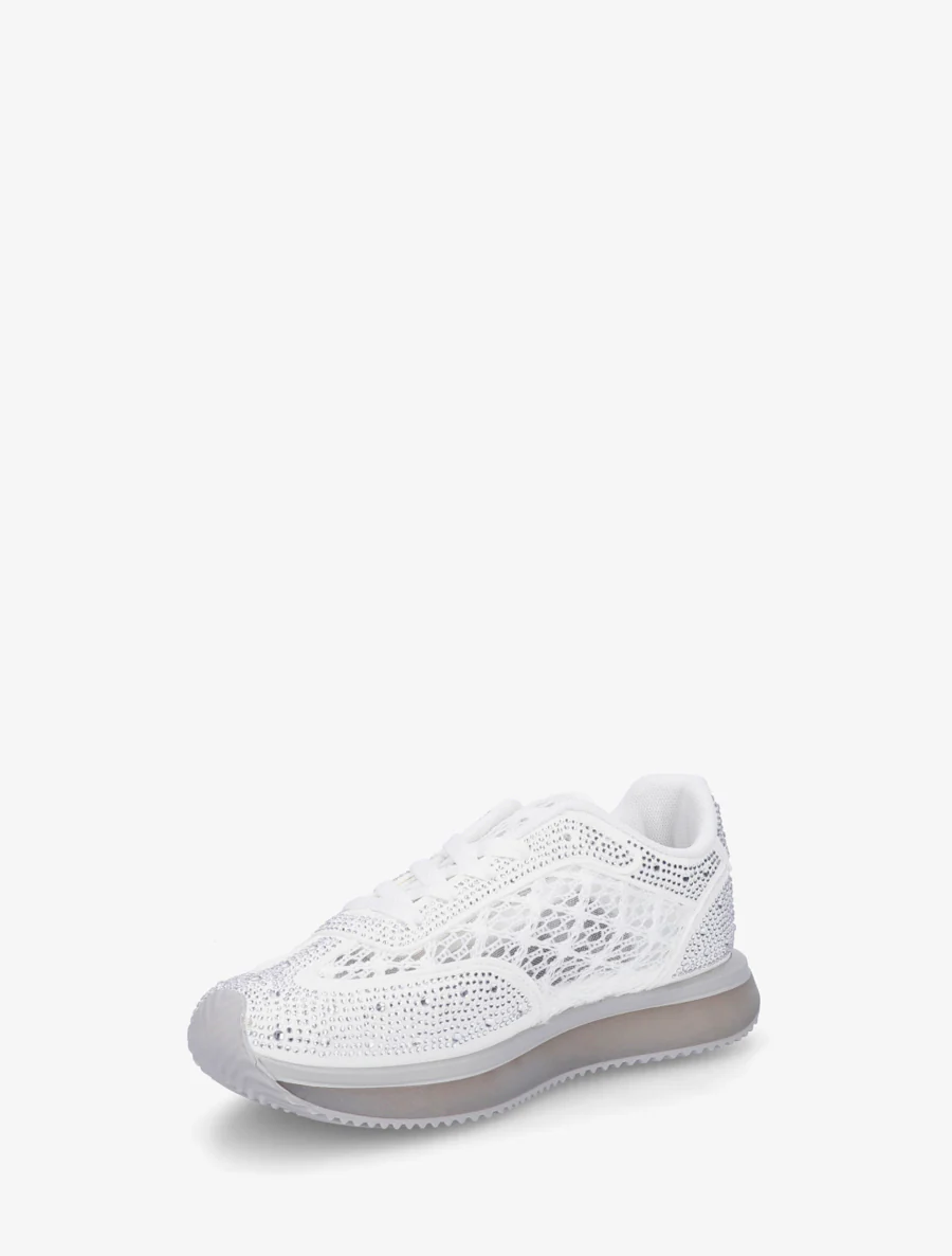 Met strass geborduurde sneakers - Wit - Image 3