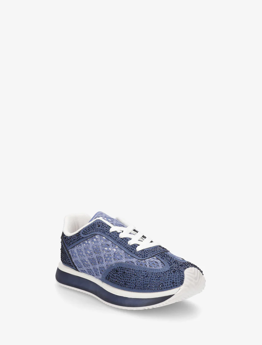 Met strass geborduurde sneakers - Donkerblauw - Image 2