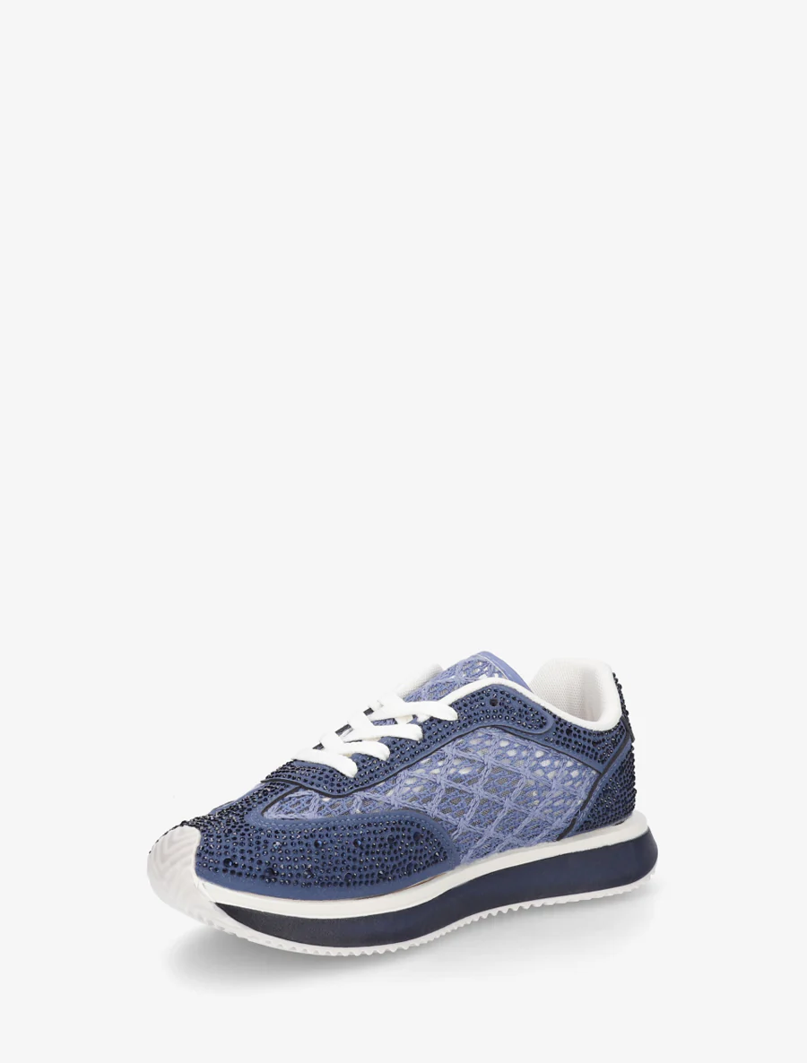 Met strass geborduurde sneakers - Donkerblauw - Image 3