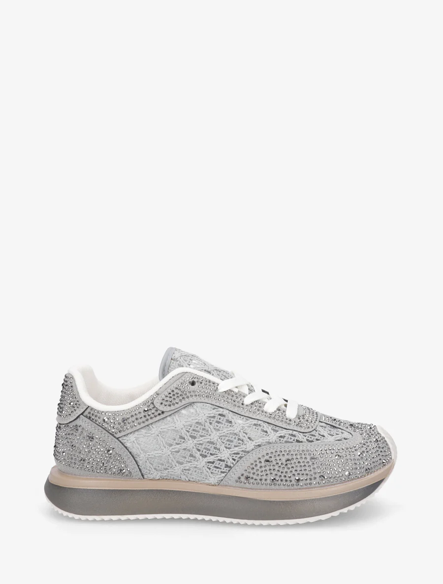 Met strass geborduurde sneakers - Groen van de aanslag