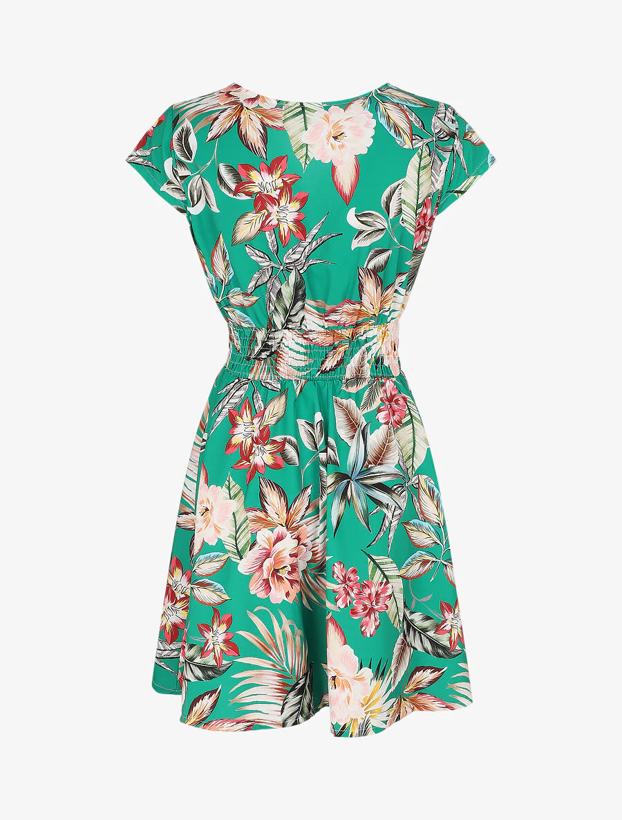 Middellange jurk met bloemenprint - Groen - Image 2