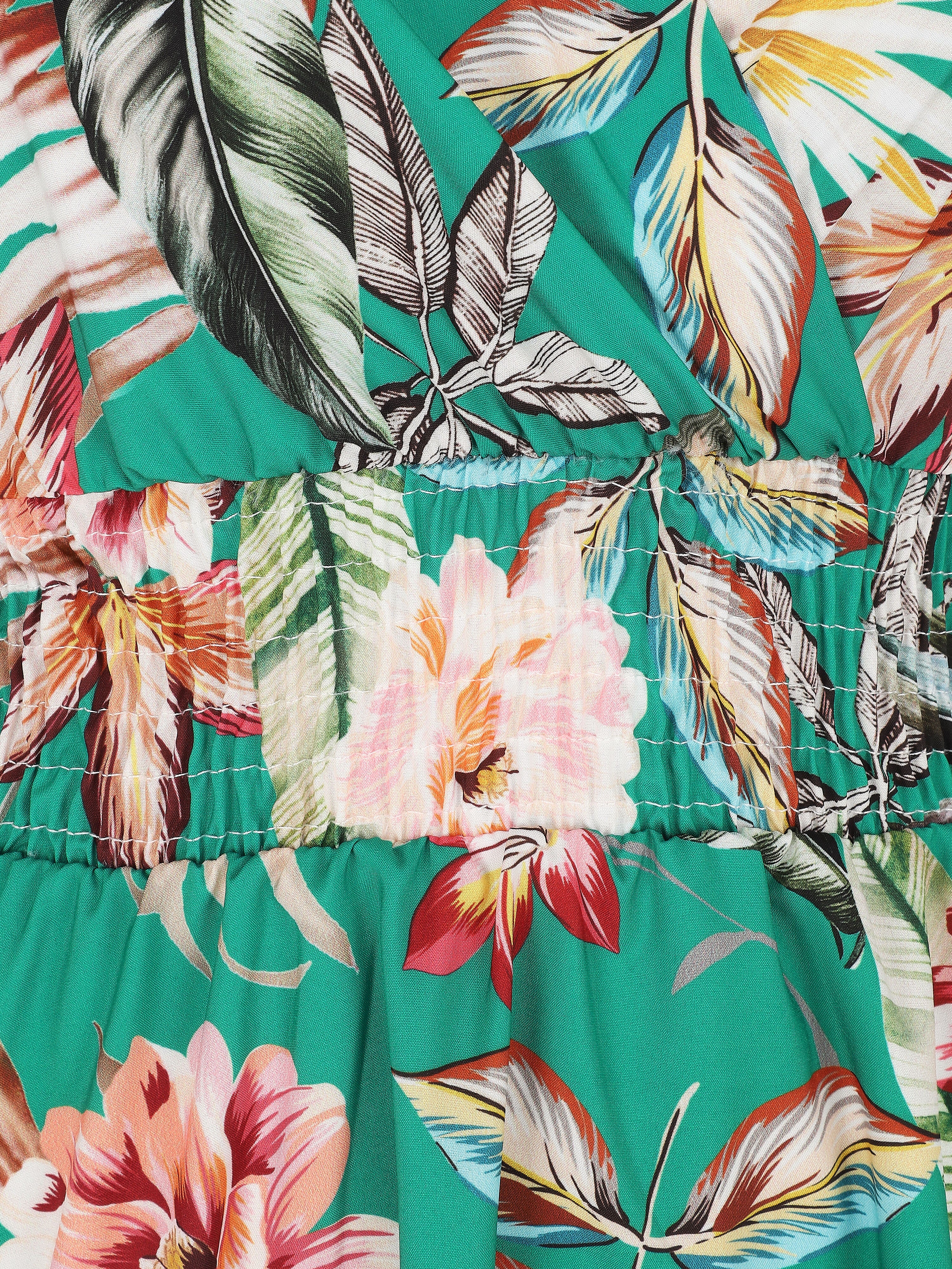 Middellange jurk met bloemenprint - Groen - Image 3
