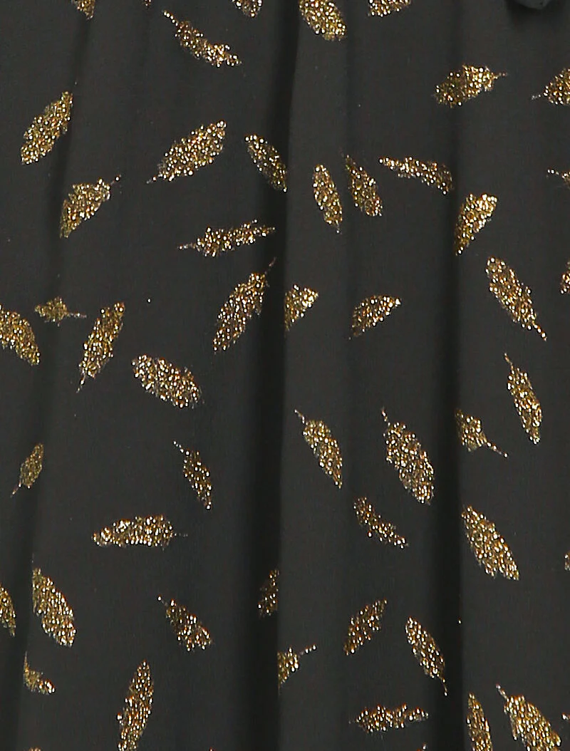 Middellange jurk met iriserende veerdetails - Zwart - Image 3
