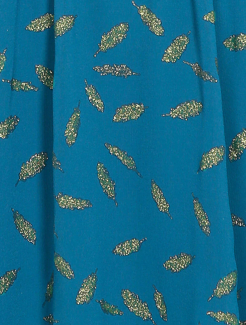 Middellange jurk met iriserende veerdetails - Blauw - Image 3
