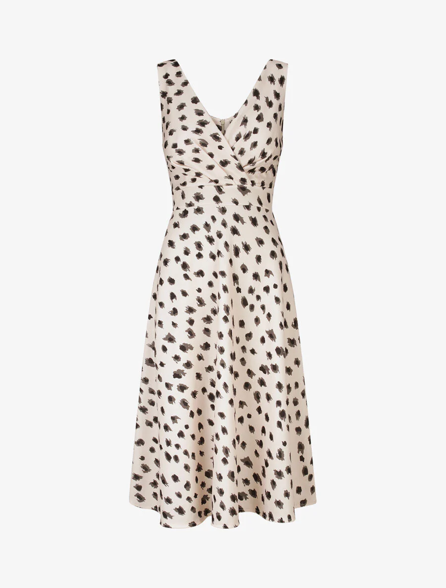 Midi leopard print jurk - Beige