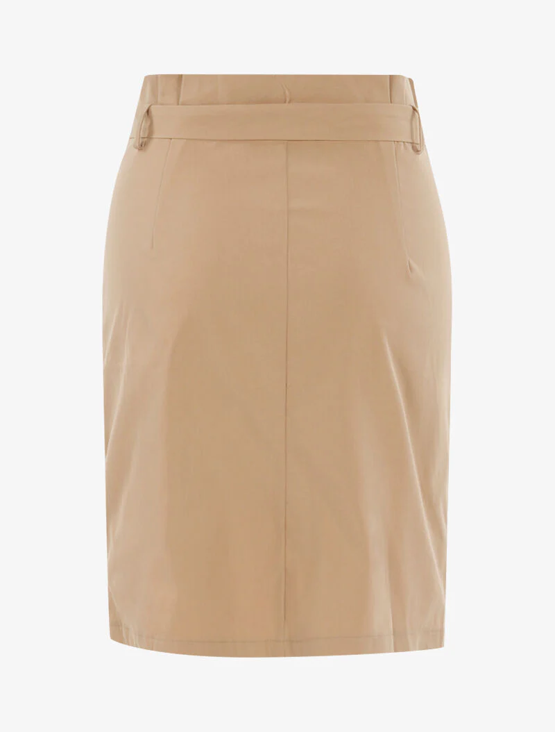 Middellange rok met drukknoopsluiting - beige - Image 2