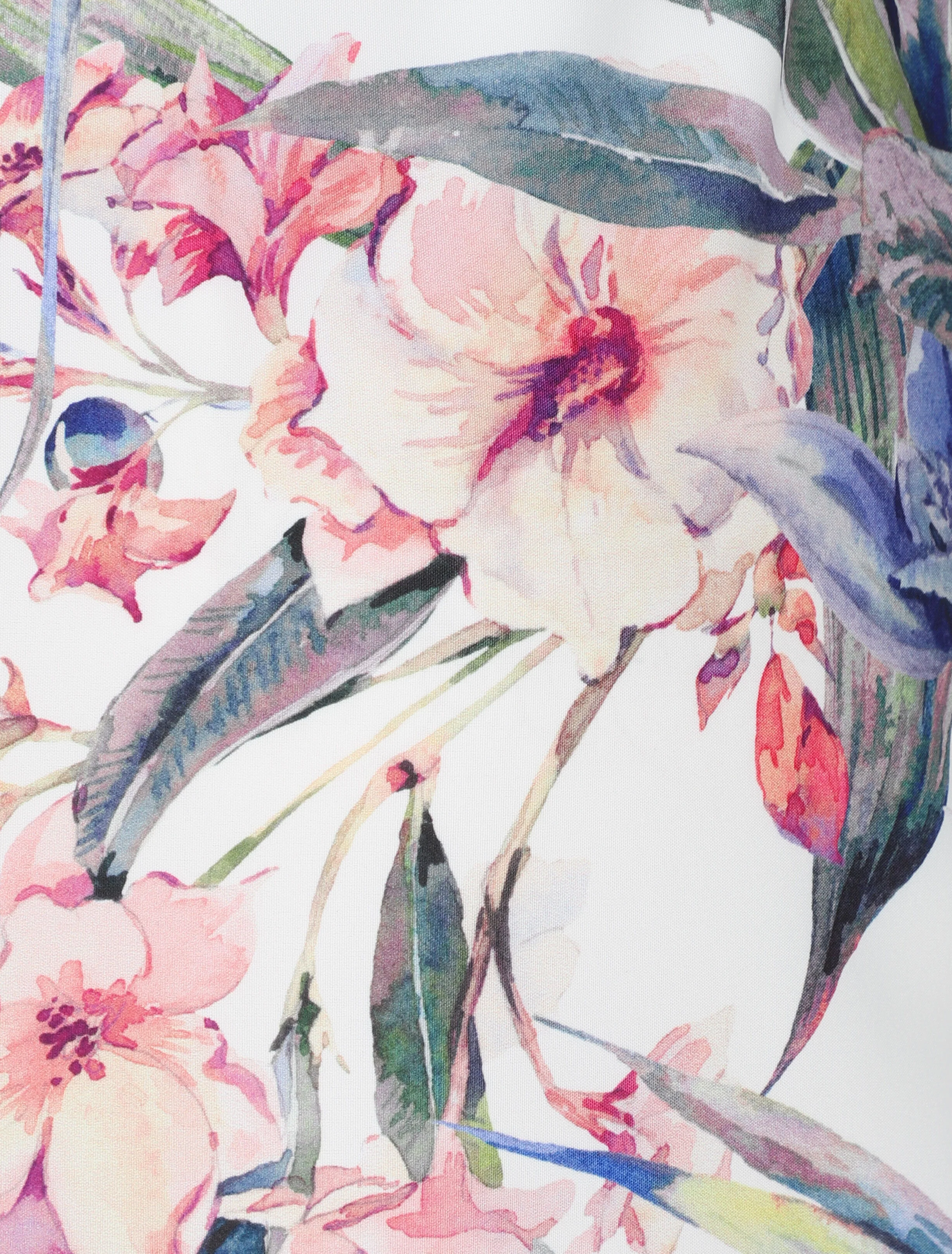 Midi-rok met V-naad met tropische plantenprint - Wit - Image 3