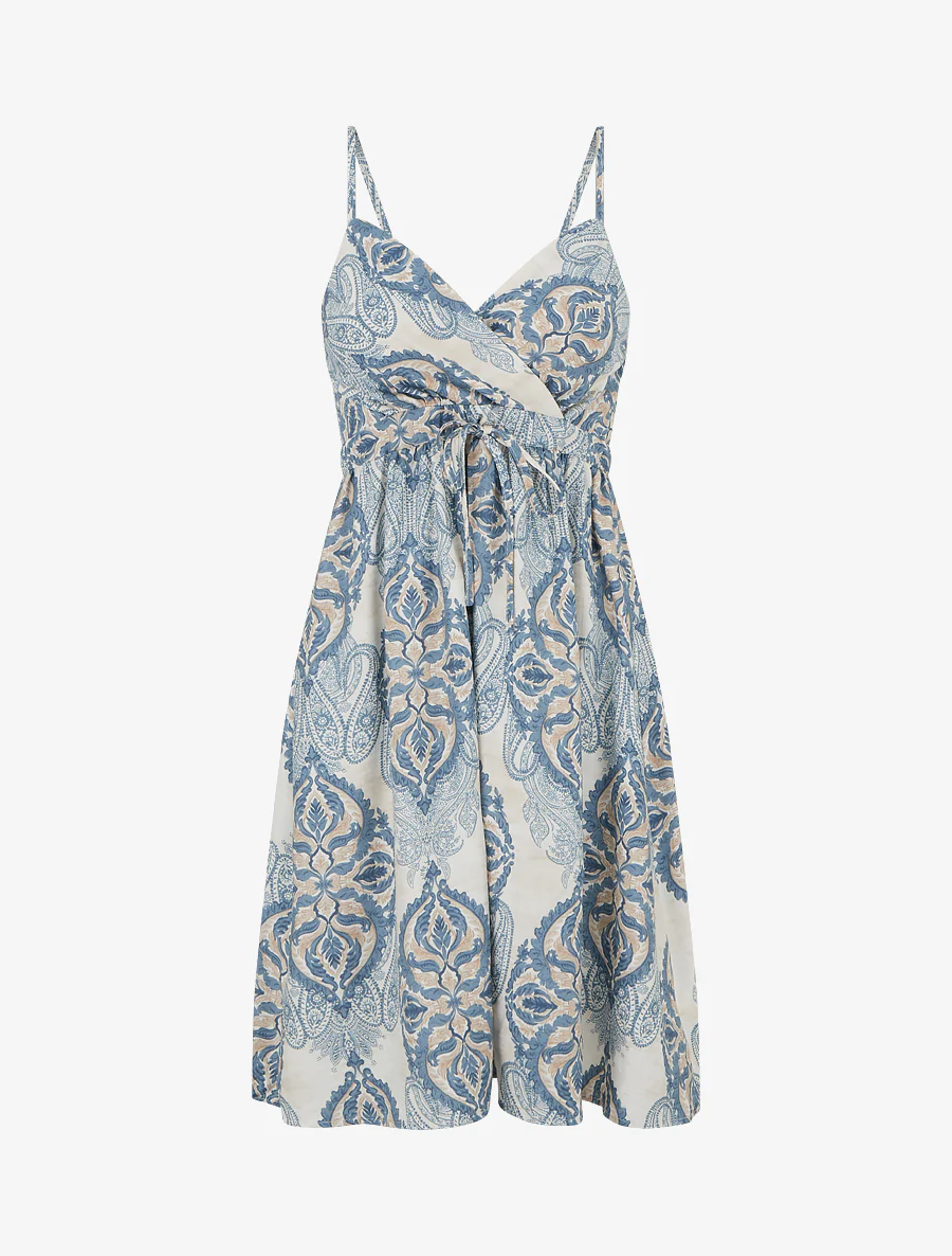 Midilang barokke printjurk - Blauw