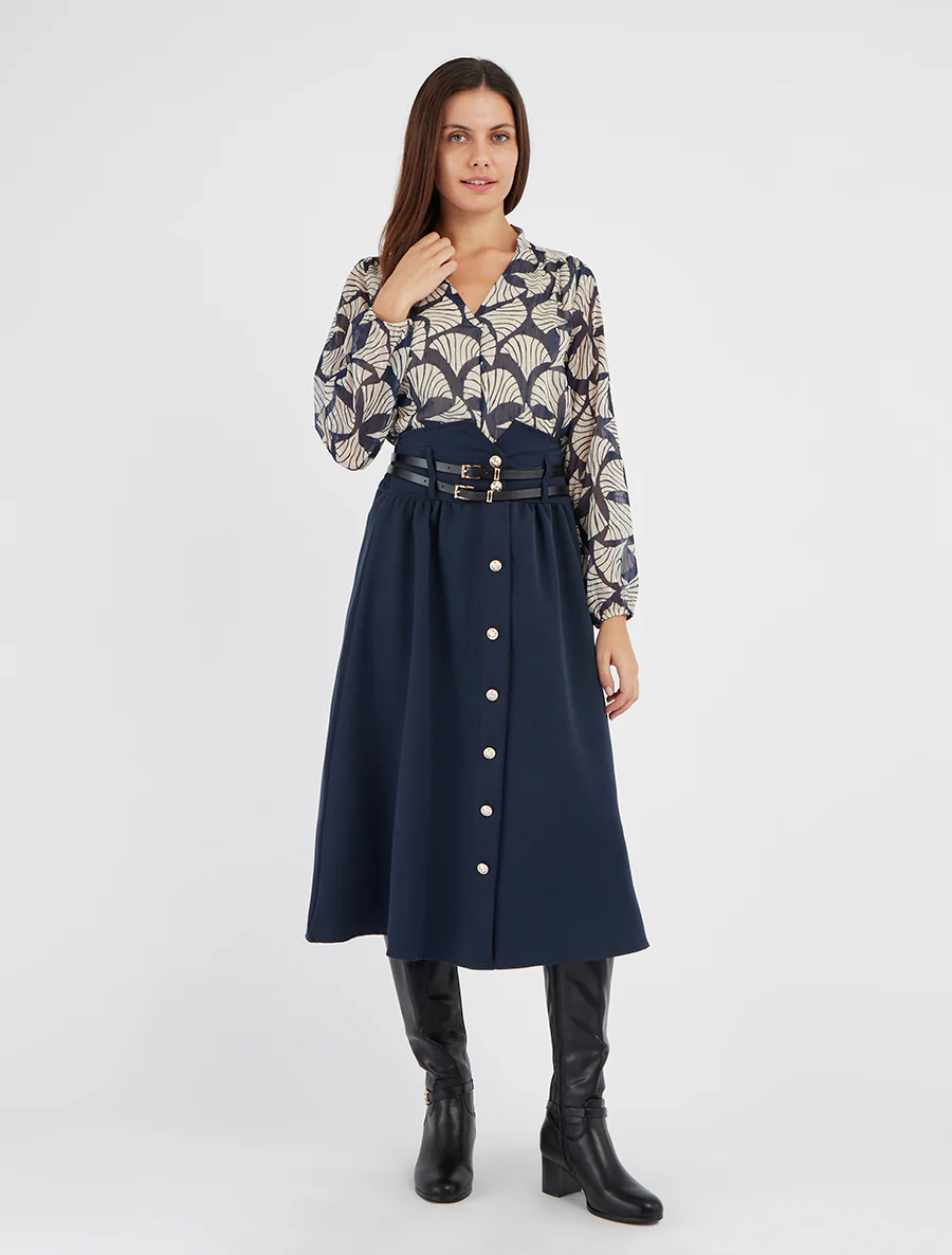 Midirok met dubbele riemen - Marine - Image 4