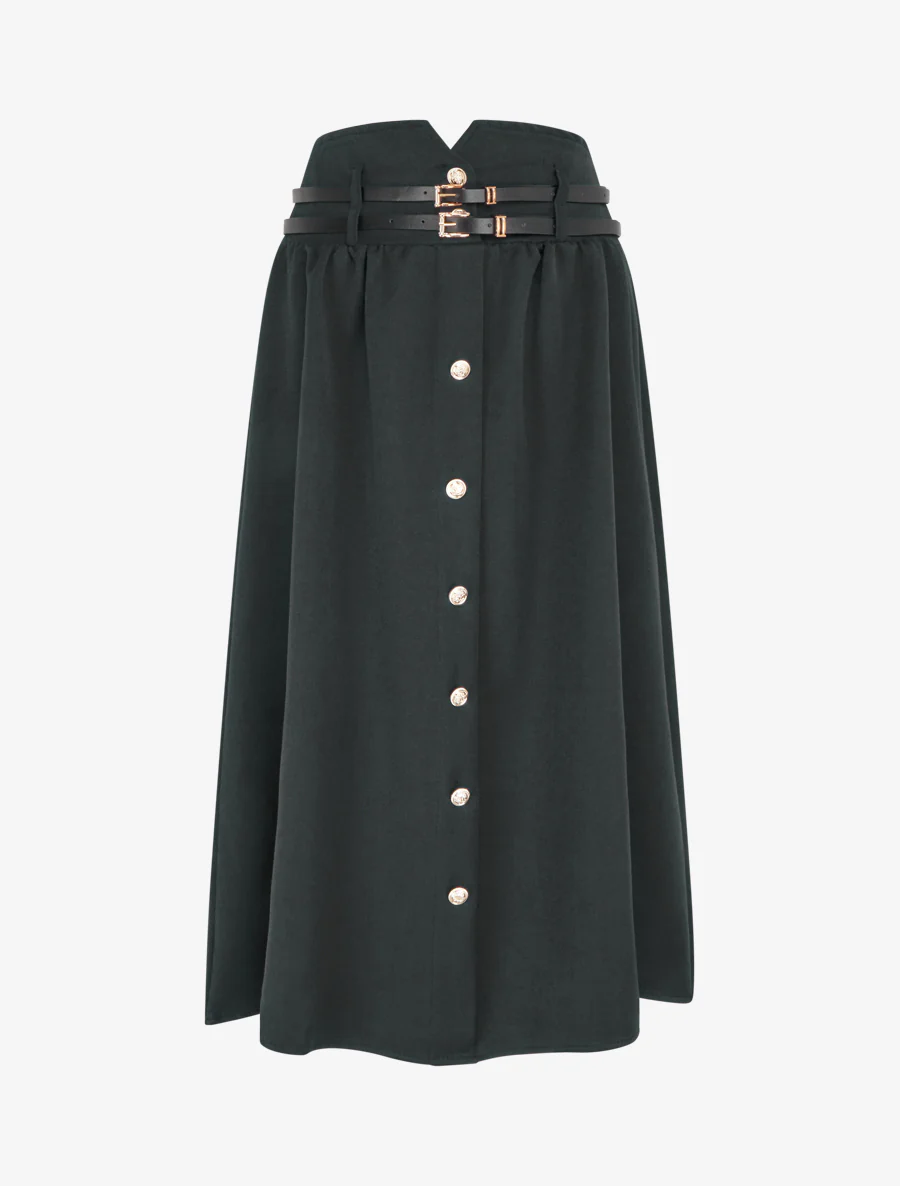 Midirok met dubbele riemen - Zwart