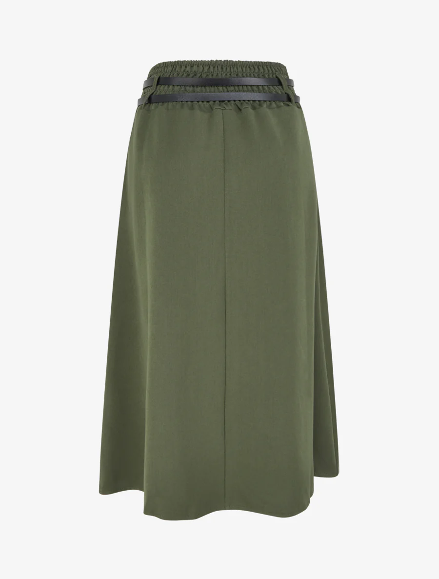 Midirok met dubbele riemen - Kaki - Image 2