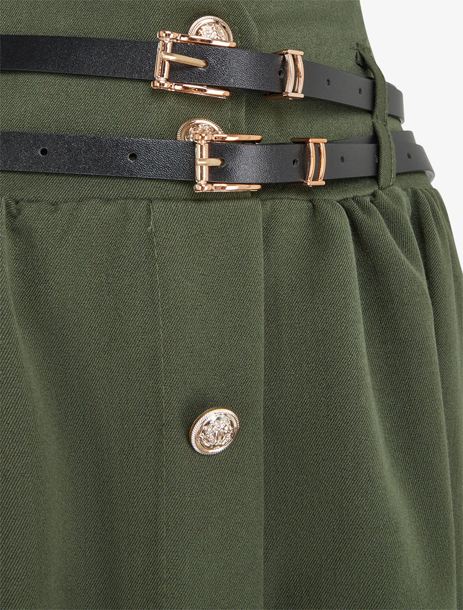 Midirok met dubbele riemen - Kaki - Image 3