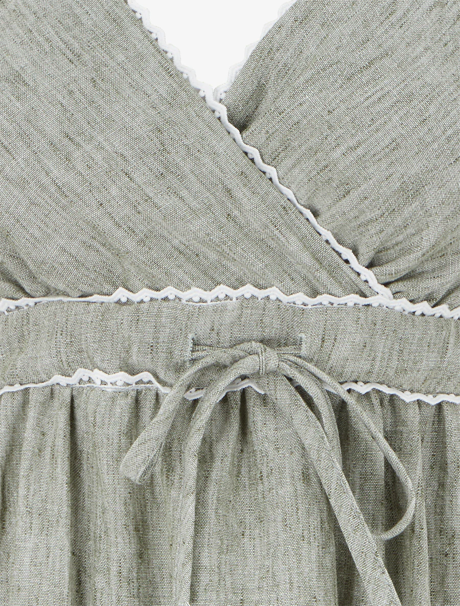 Midirok met overslagkraag - Kaki - Image 3