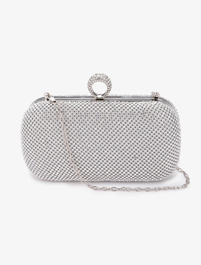 Minaudière met afgeronde randen en strass - Zilver - Image 3