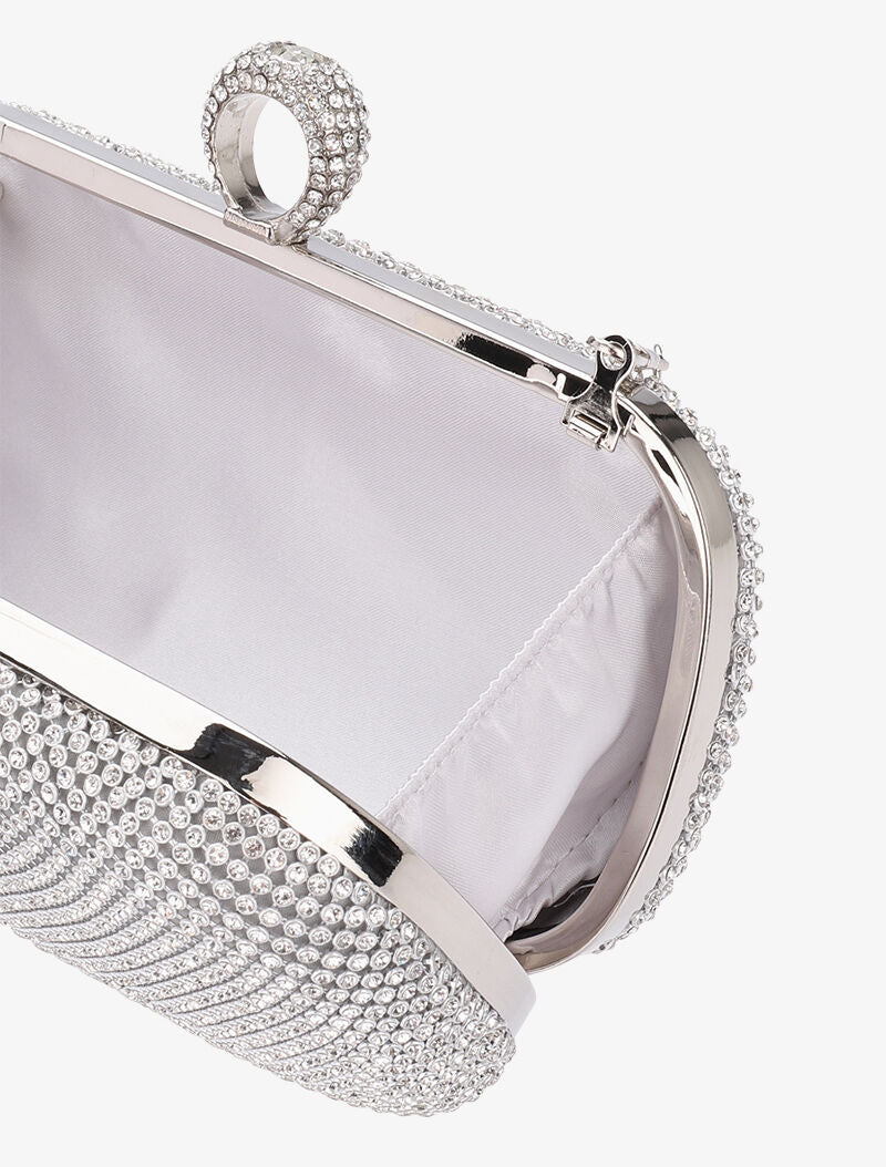 Minaudière met afgeronde randen en strass - Zilver - Image 4