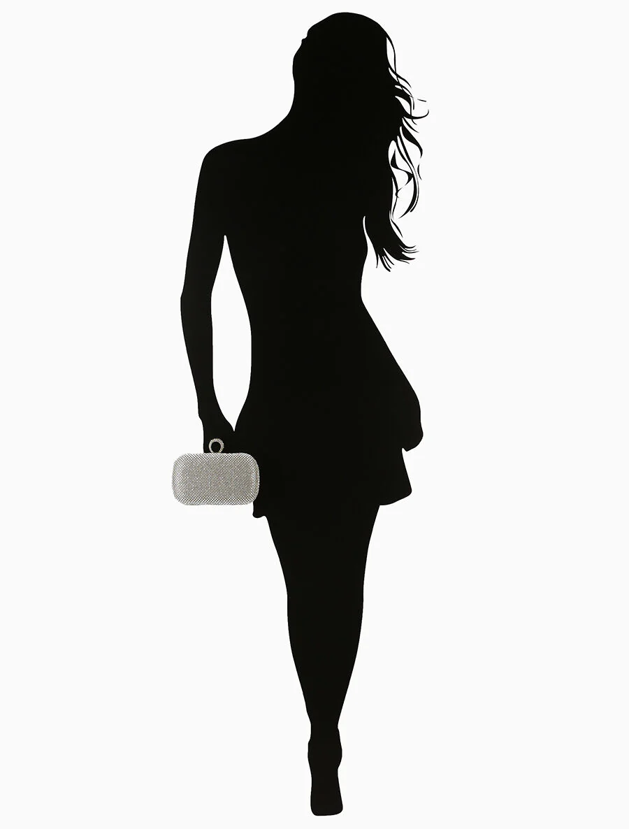 Strass clutch met ring sluiting - Zilver - Image 6