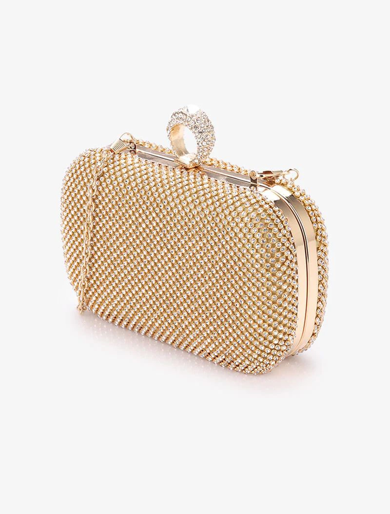 Strass clutch met ring sluiting - Goud - Image 2