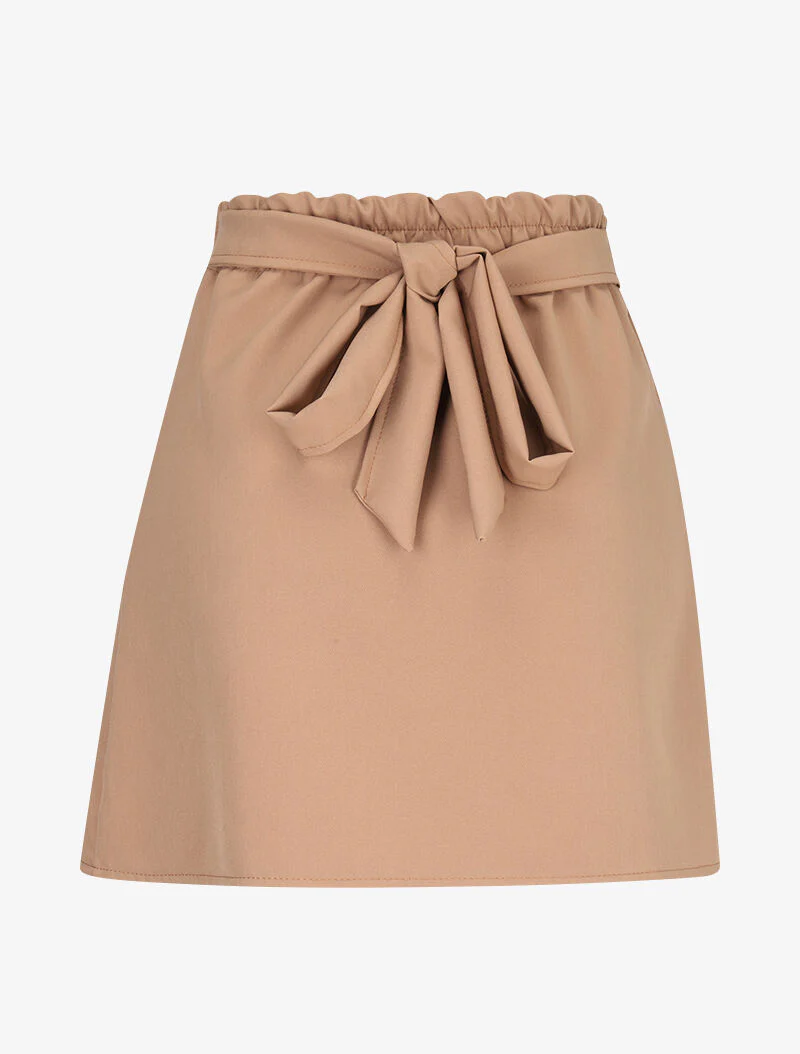 Mini-rok met overslag snit - camel - Image 2