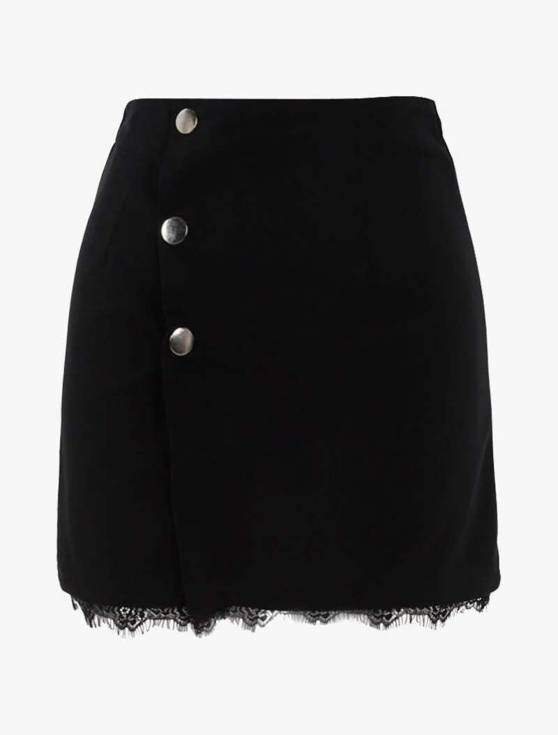 Mini trapeze rok met drukknoopjes - zwart