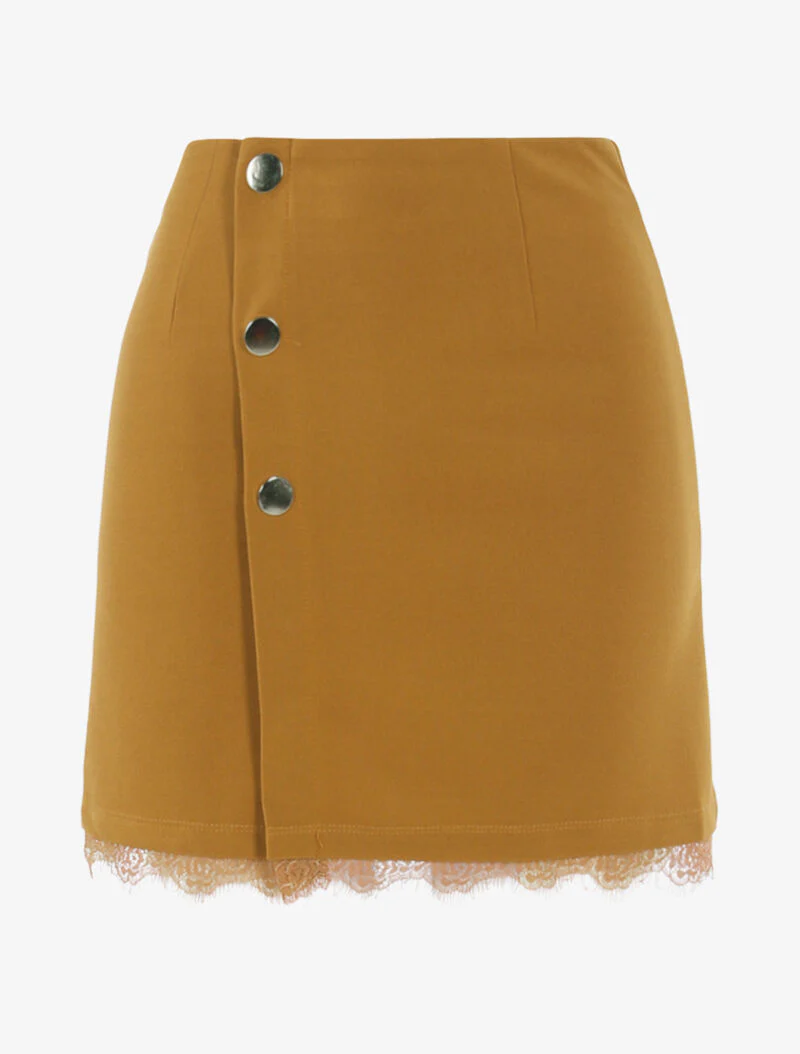 Mini trapeze rok met drukknopen - camel