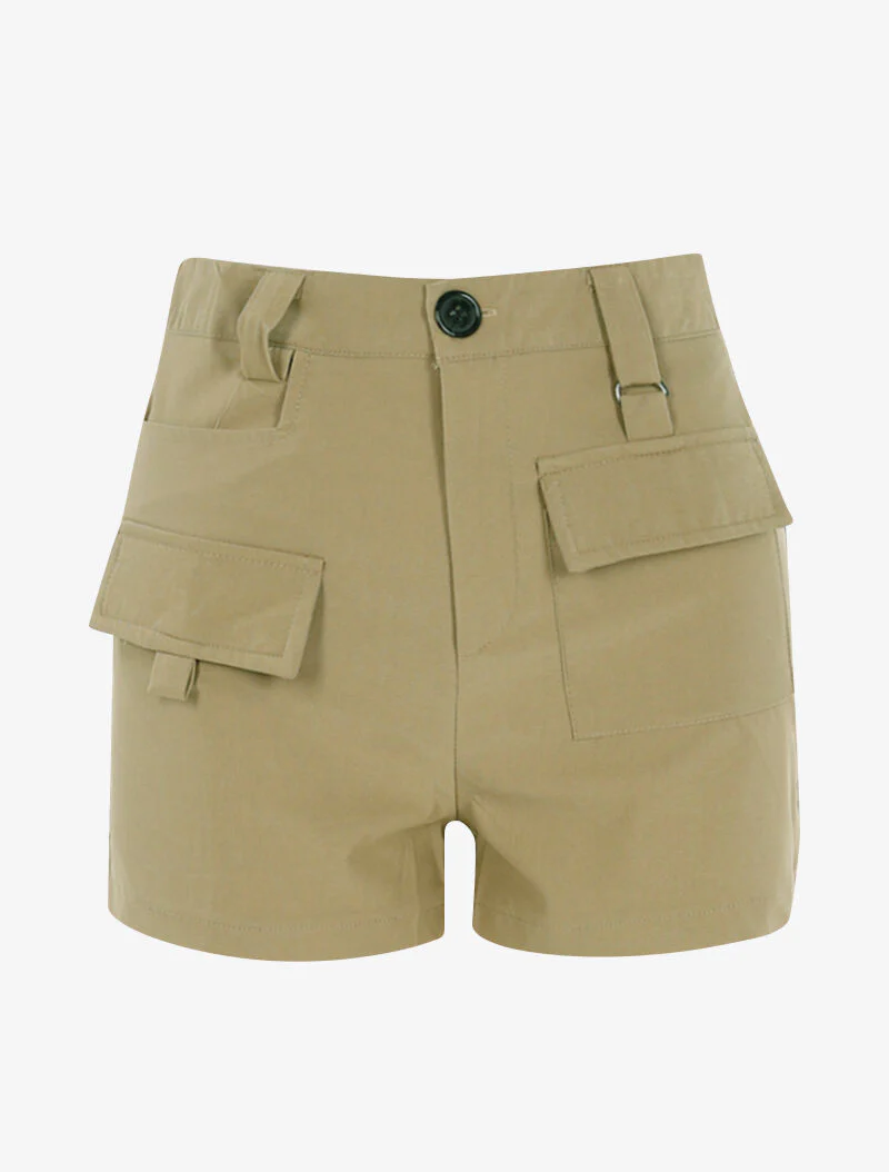 Mini short met gestileerde zakken - taupe