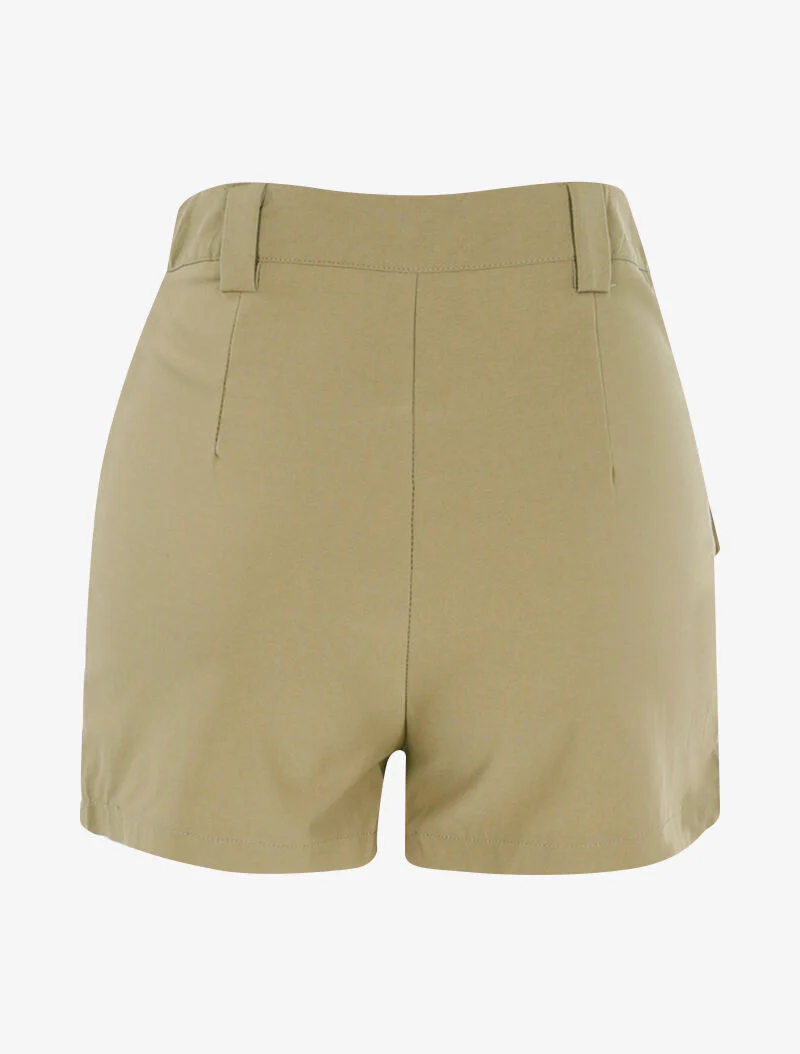 Mini short met gestileerde zakken - taupe - Image 2