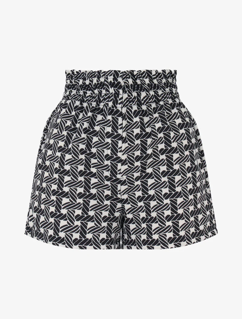 Mini short met grafische print - zwart