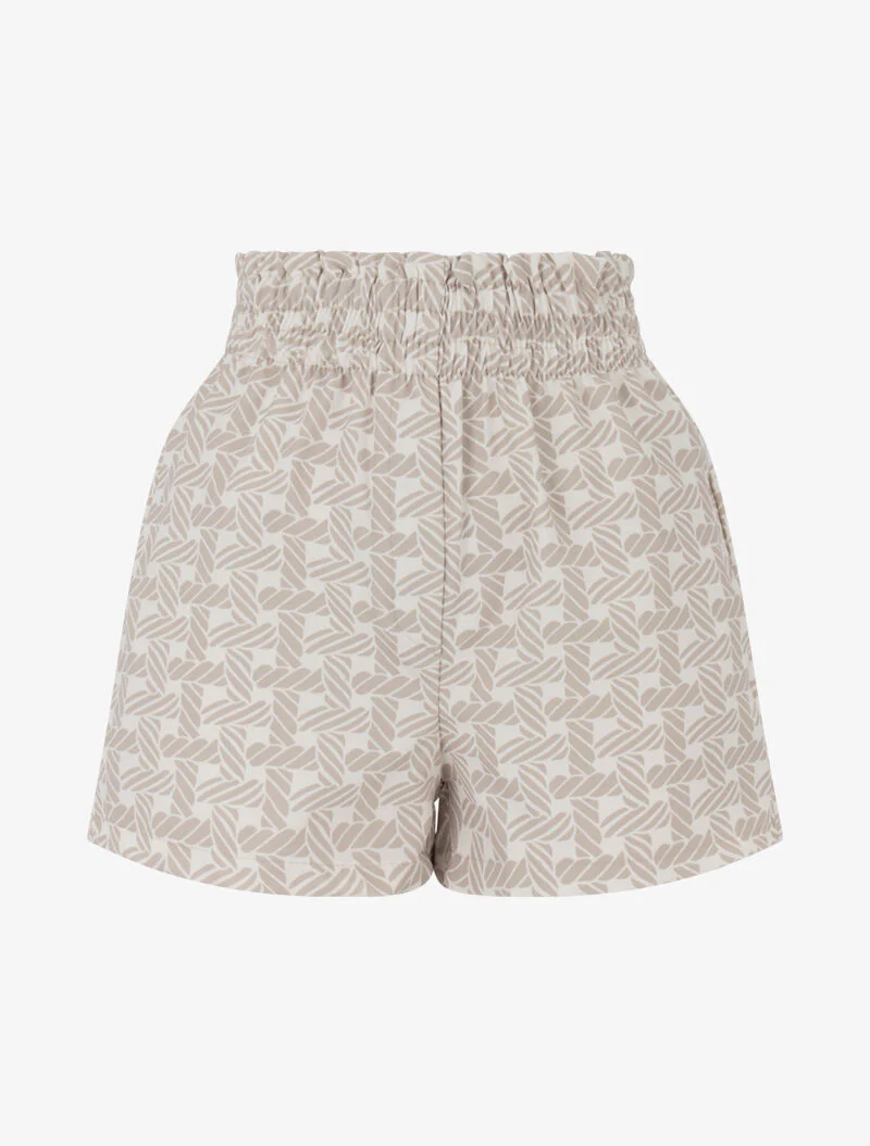 Mini short met grafische print - beige