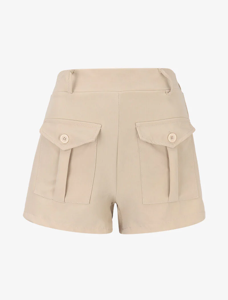 Mini short met grote zakken - beige